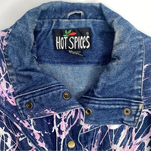 Hot Spices Vintage Sparkle Paint Jean Jacket Sz Med - Picture 5 of 12